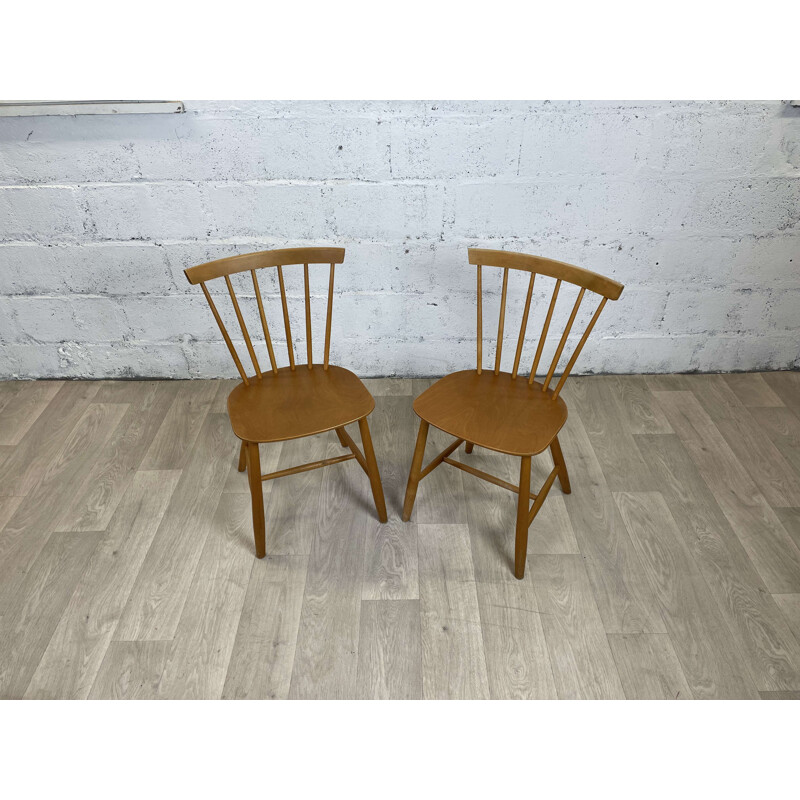Pair of vintage chairs model J46 by Poul M. Volther for Fdb Møbler