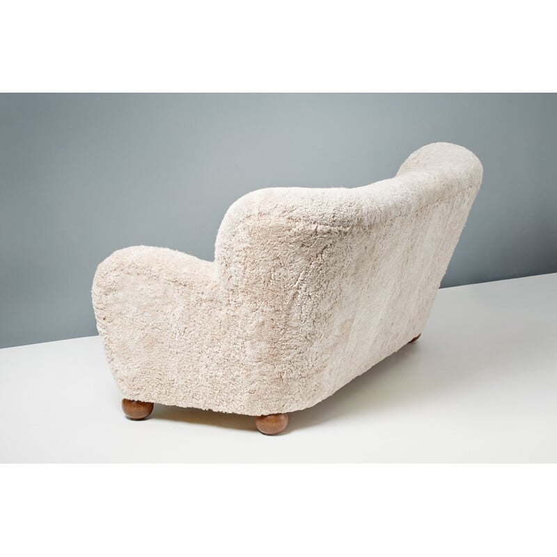 Vintage sheepskin sofa by Marta Blomstedt, Finland 1940s