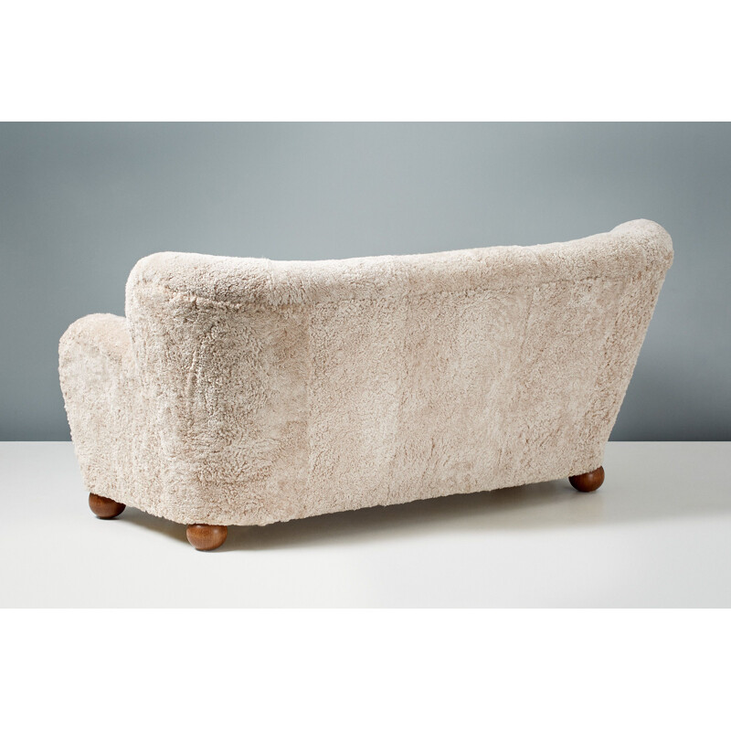 Vintage sheepskin sofa by Marta Blomstedt, Finland 1940s