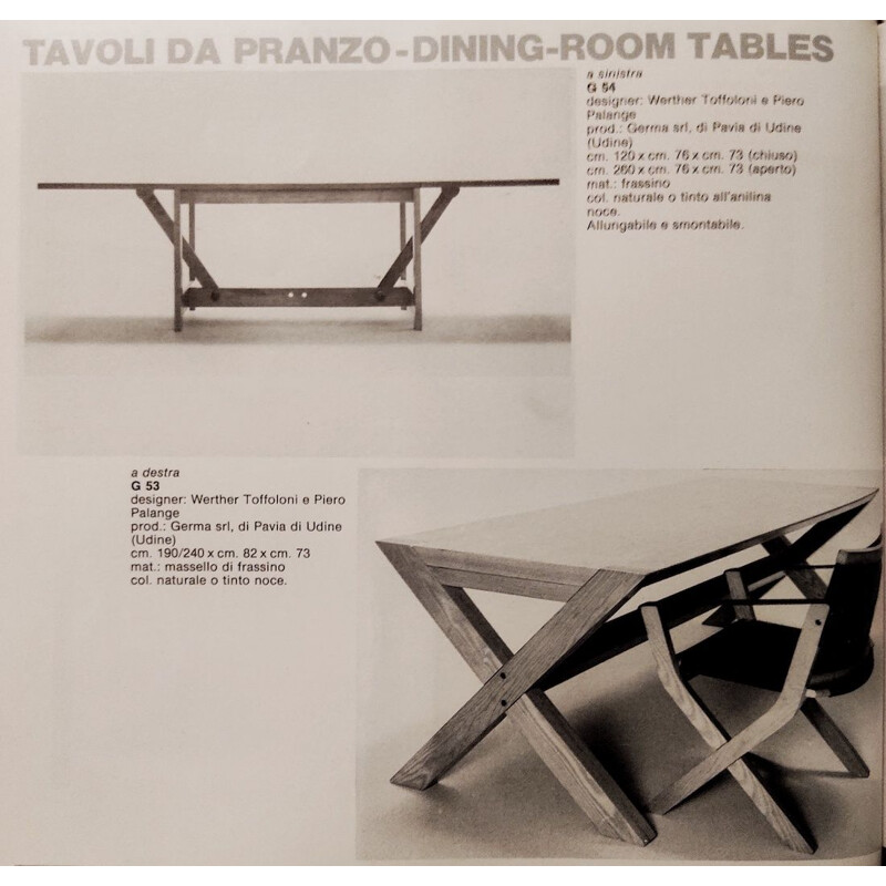 Table extensible vintage en frêne par Werther Toffoloni et Piero Palange pour Germa, 1970