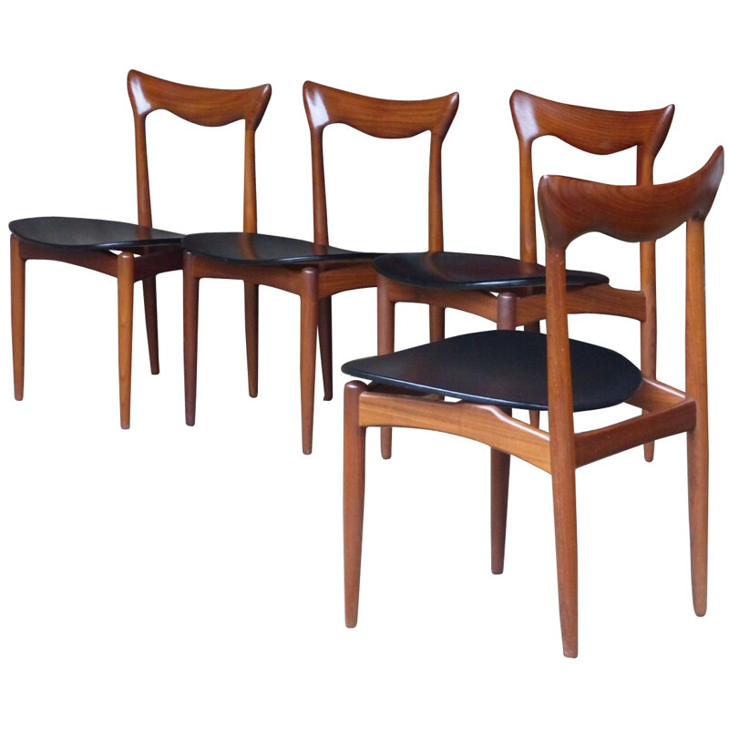 Suite de 4 chaises Danoises en teck, H.W. KLEIN - années 60