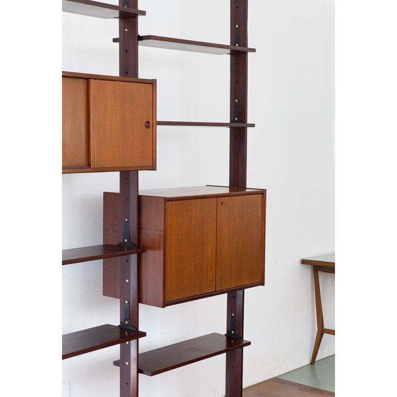 Vintage italian wall unit in exotic wood, 1950s