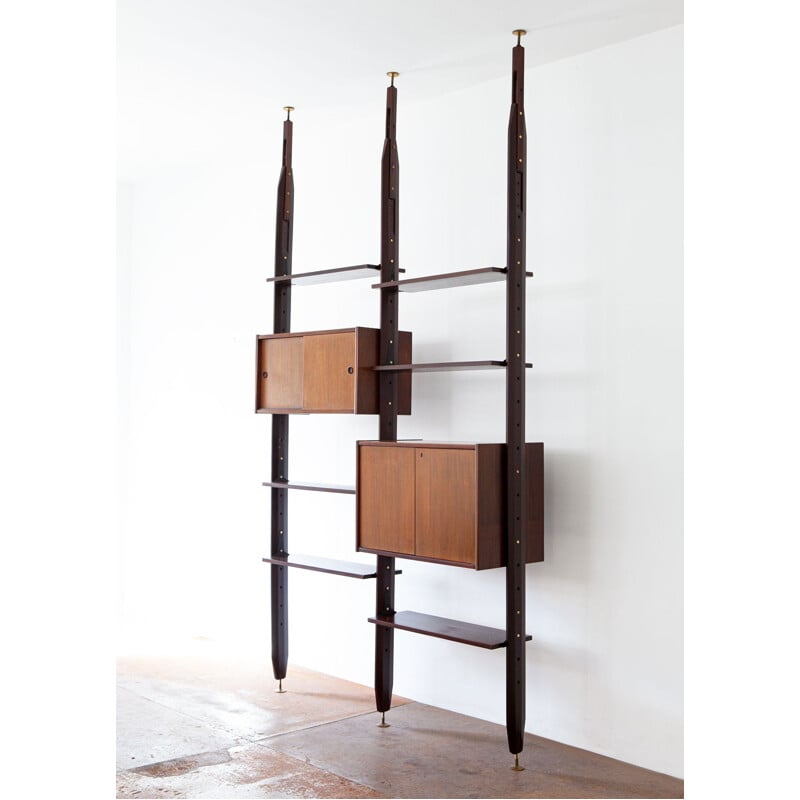 Vintage italian wall unit in exotic wood, 1950s