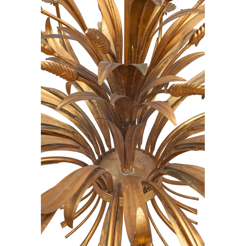 Vintage 12-light sheaf of wheat chandelier in gilded metal, Italy 1960