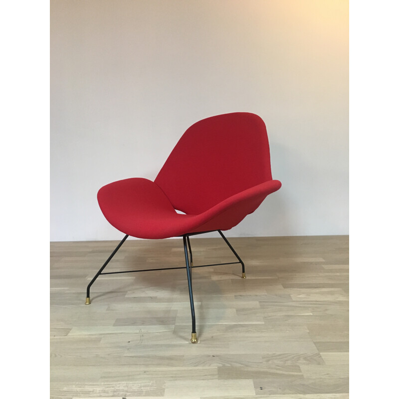 Armchair in red fabric, Augusto BOZZI - 1960s