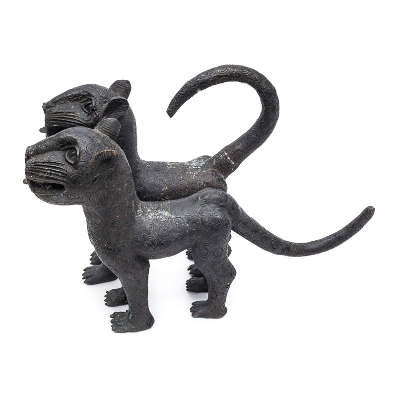 Paar Vintage-Bronze-Leoparden Königliche von Benin