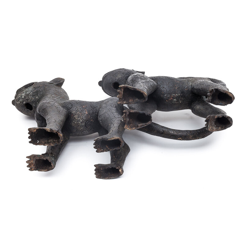 Paar Vintage-Bronze-Leoparden Königliche von Benin