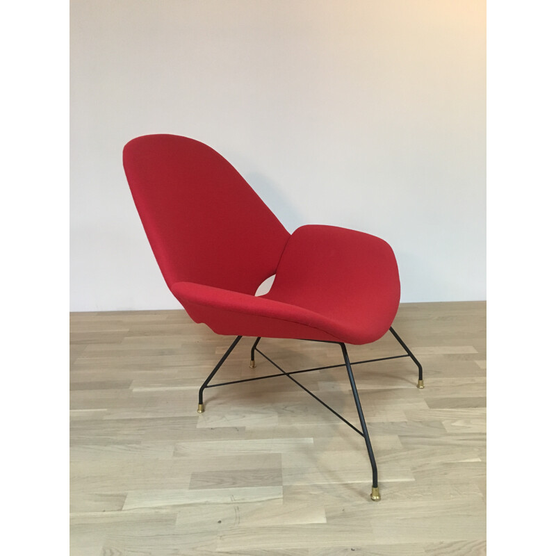 Fauteuil en tissu rouge, Augusto BOZZI - 1960