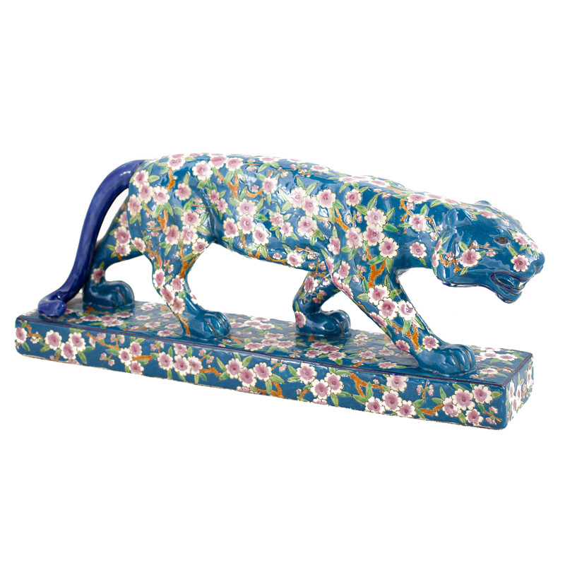 Vintage Louviere panther with floral decoration, 1920