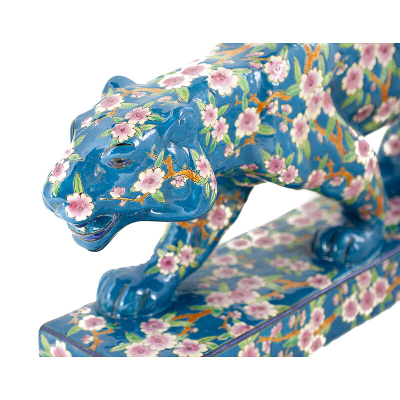 Vintage Louviere panther with floral decoration, 1920