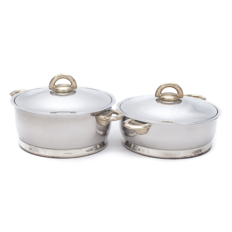 Pair of vintage Durotherm casseroles, 1976