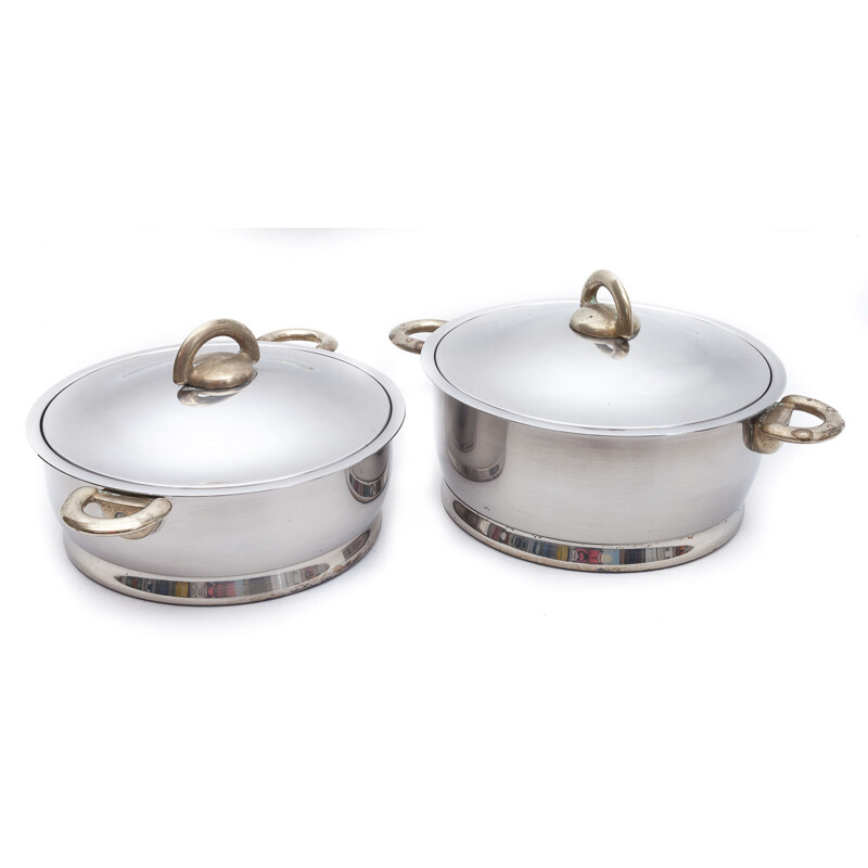 Pair of vintage Durotherm casseroles, 1976