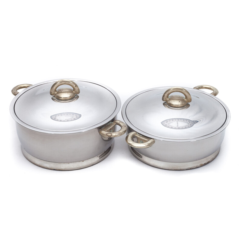 Pair of vintage Durotherm casseroles, 1976