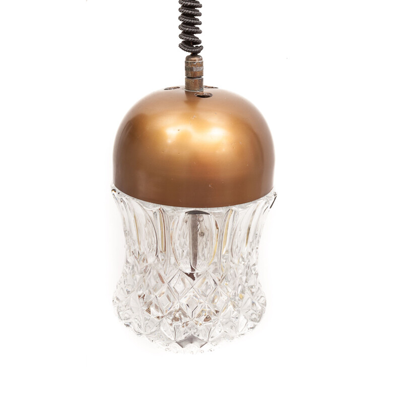 Vintage 5-light crystal pendant lamp, Italy 1960