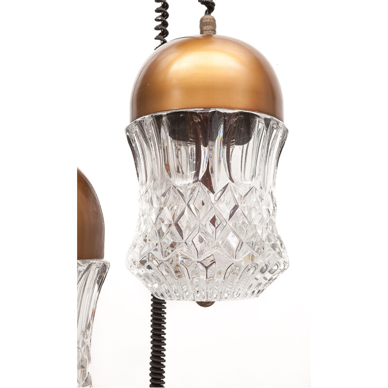 Vintage 5-light crystal pendant lamp, Italy 1960