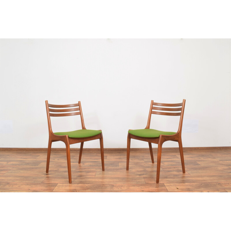 Pair of mid-century Danish teak dining chairs by Henning Kjærnulf for Korup Stolefabrik, 1960s