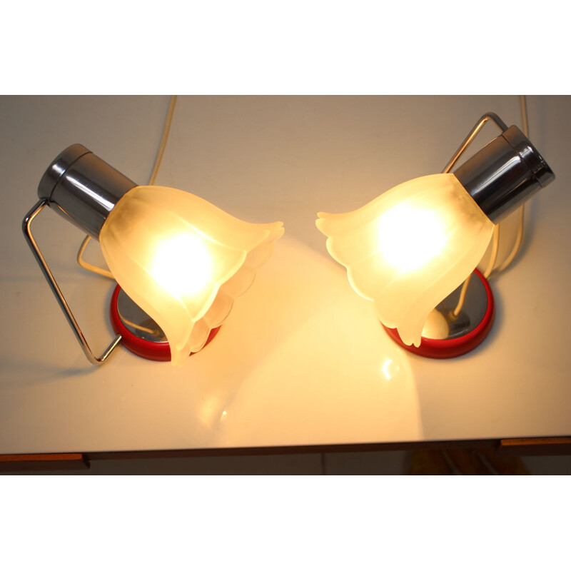 Pair of mid-century table lamps by Drupol, Czechoslovakia 1960s