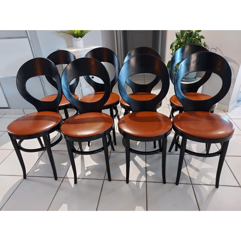 Set of 8 vintage Baumann Bistro chairs, 1970