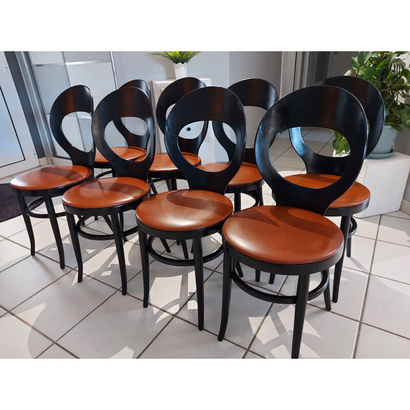 Set of 8 vintage Baumann Bistro chairs, 1970