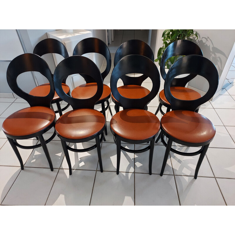 Lot de 8 chaises vintage de Bistrot Baumann, 1970