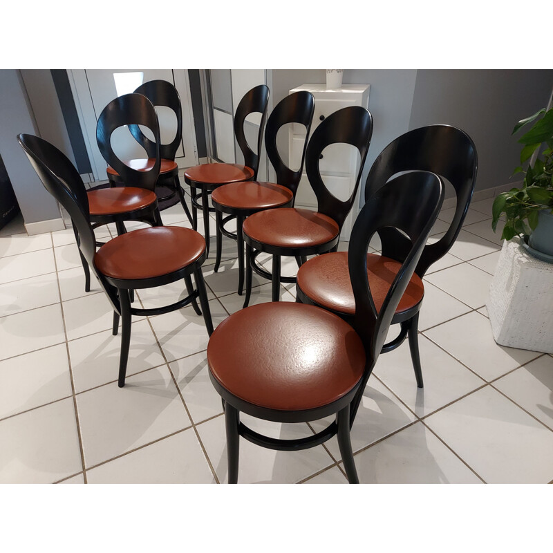 Lot de 8 chaises vintage de Bistrot Baumann, 1970