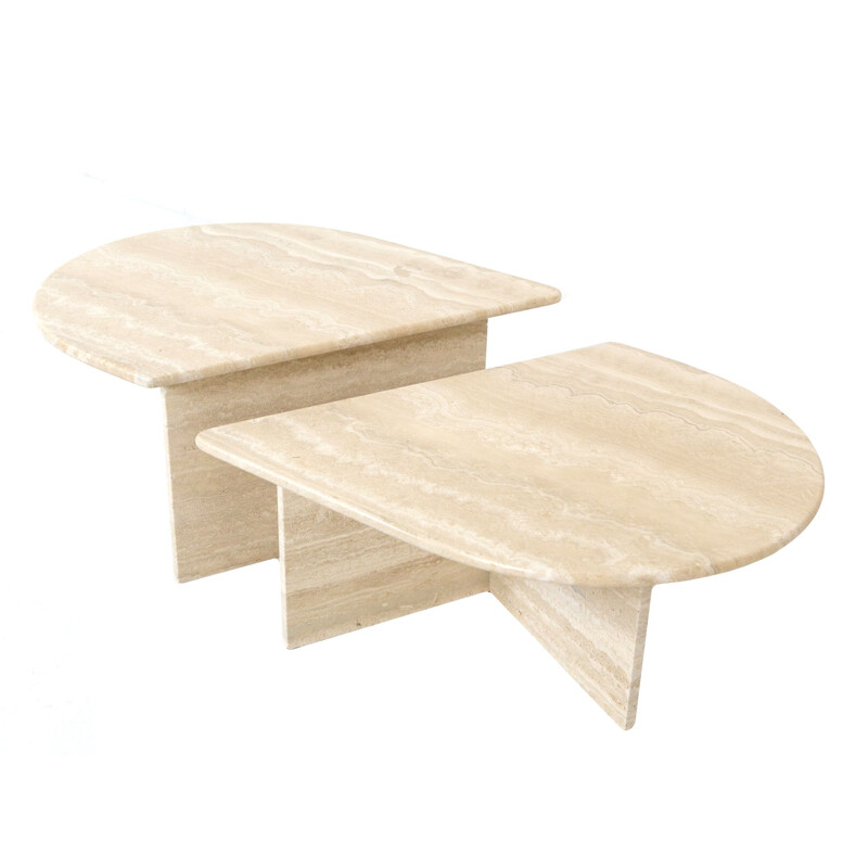 Vintage oval travertine coffee table in 2 parts