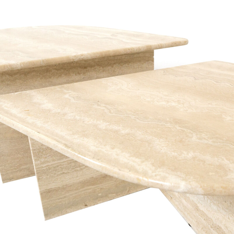 Vintage oval travertine coffee table in 2 parts