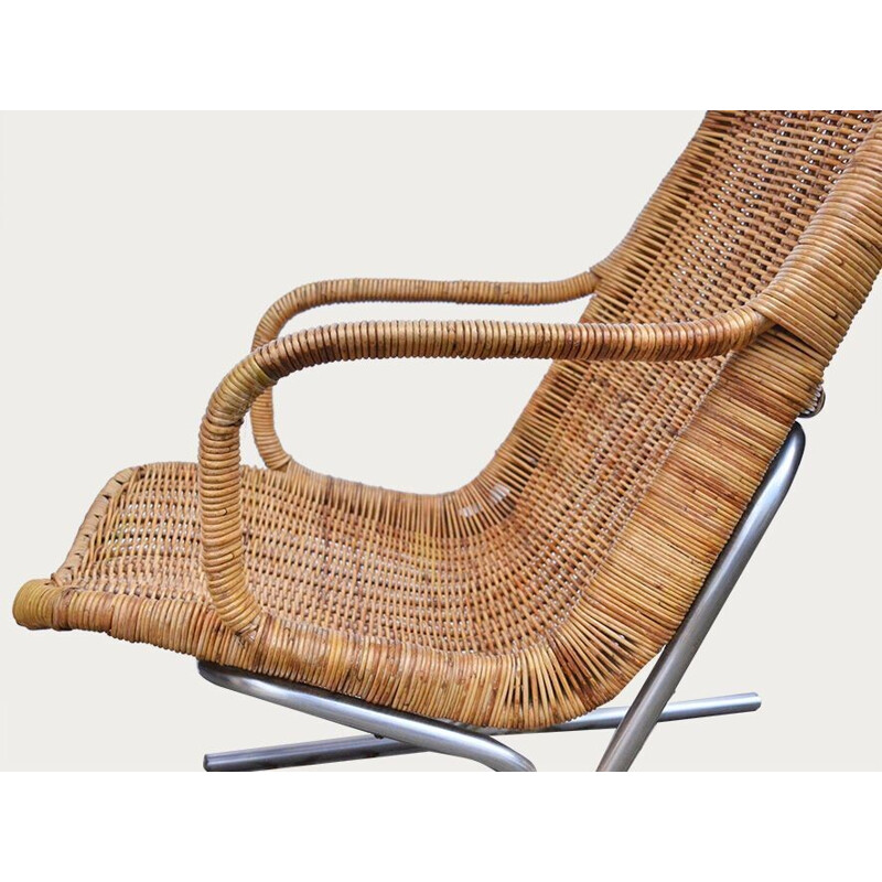 Vintage "514c" rattan armchair, Dirk VAN SLIEDREGT - 1950s