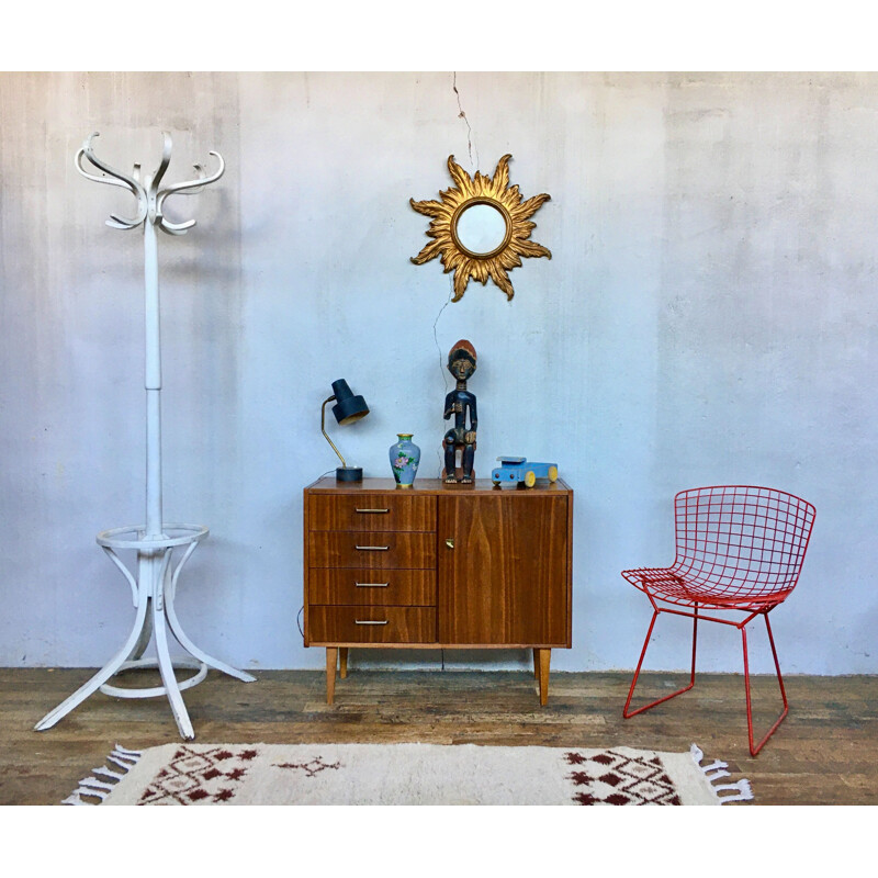 Scandinavian vintage French walnut highboard, 1950-1960