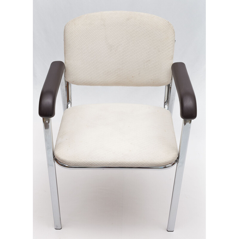 Set of 4 vintage armchairs in ivory fabric by Marcel Breuer, 1970