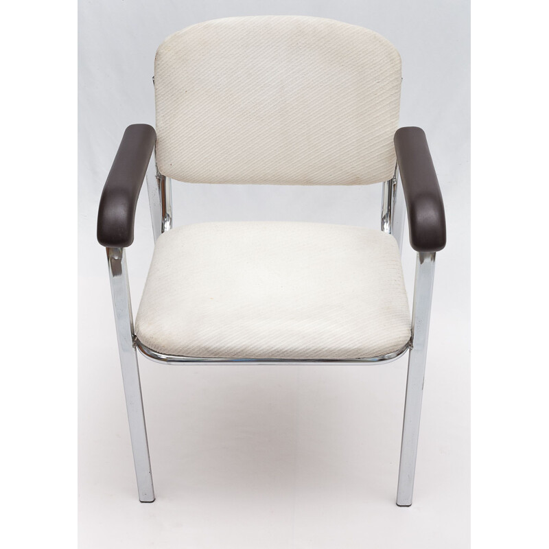 Set of 4 vintage armchairs in ivory fabric by Marcel Breuer, 1970