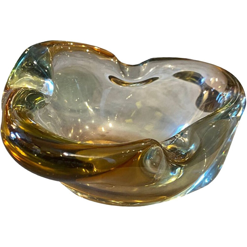 Mid-century Murano heavy glass ashtray, 1970s