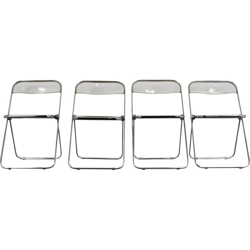 Set of 4 vintage folding chairs by Giancarlo Piretti for Castelli, 1970