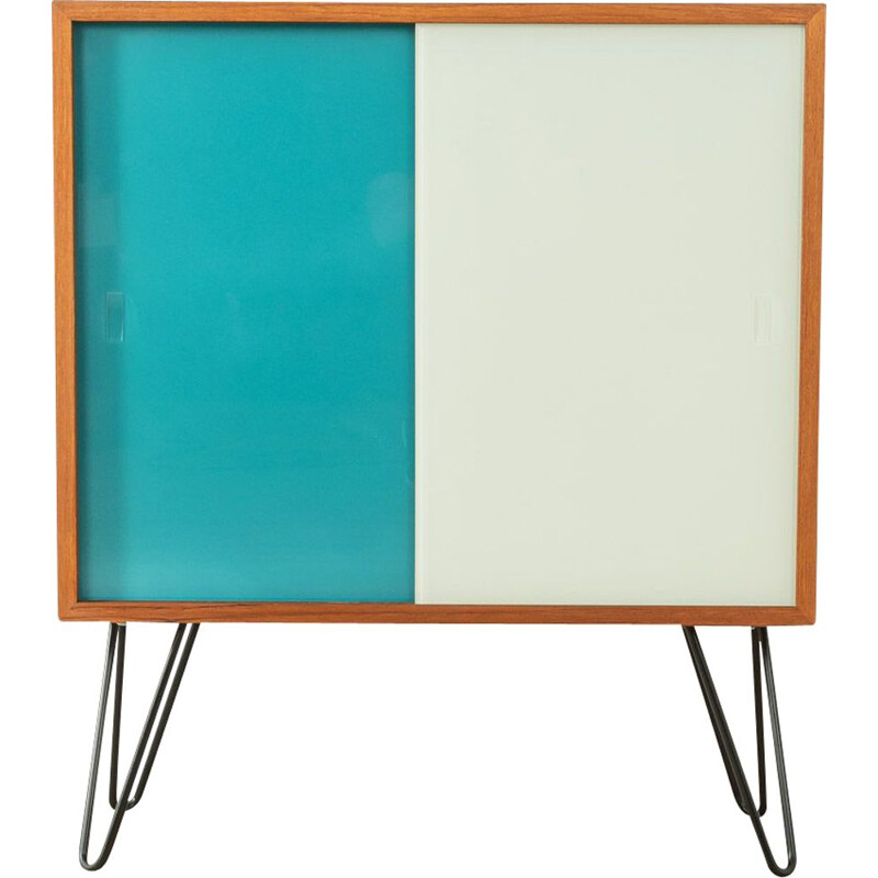 Vintage highboard with two colored glass sliding doors by Oldenburger Möbelwerkstätten, Germany 1950s