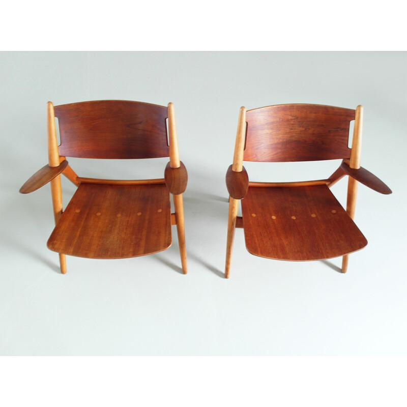 Pair of Carl Hansen "CH-28" armchairs in teak, Hans J. WEGNER - 1950s