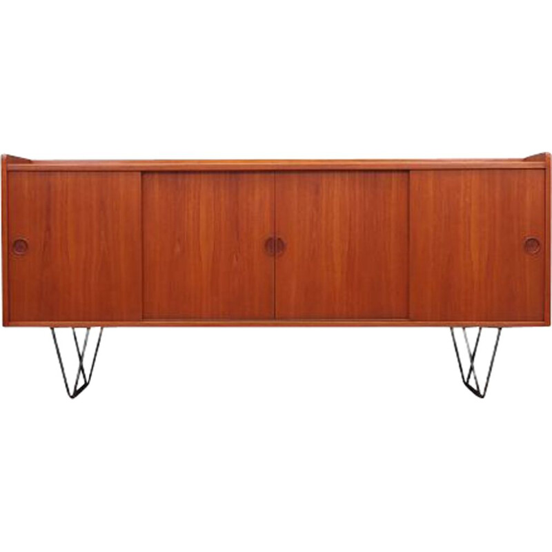 Vintage teak sideboard with sliding doors, Denmark 1970s