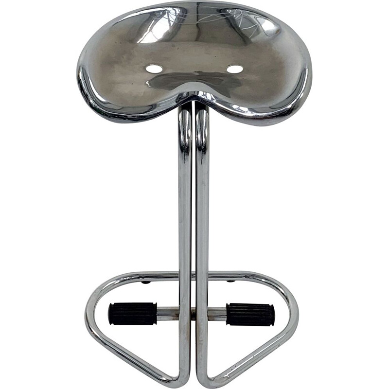 Chromed vintage Tractor stool by Rodney Kinsman for Bieffeplast, 1970s