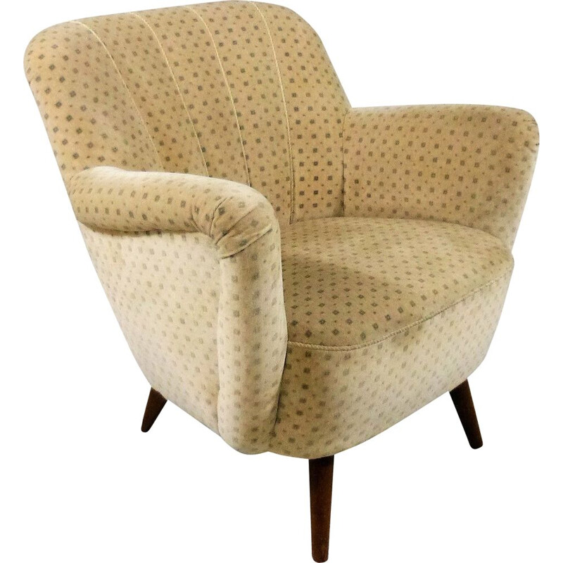 Vintage velvet armchair, 1950s