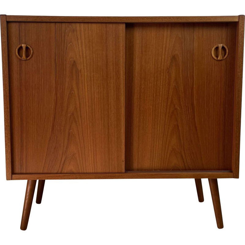 Scandinavian vintage teak sideboard with 2 sliding doors, 1960