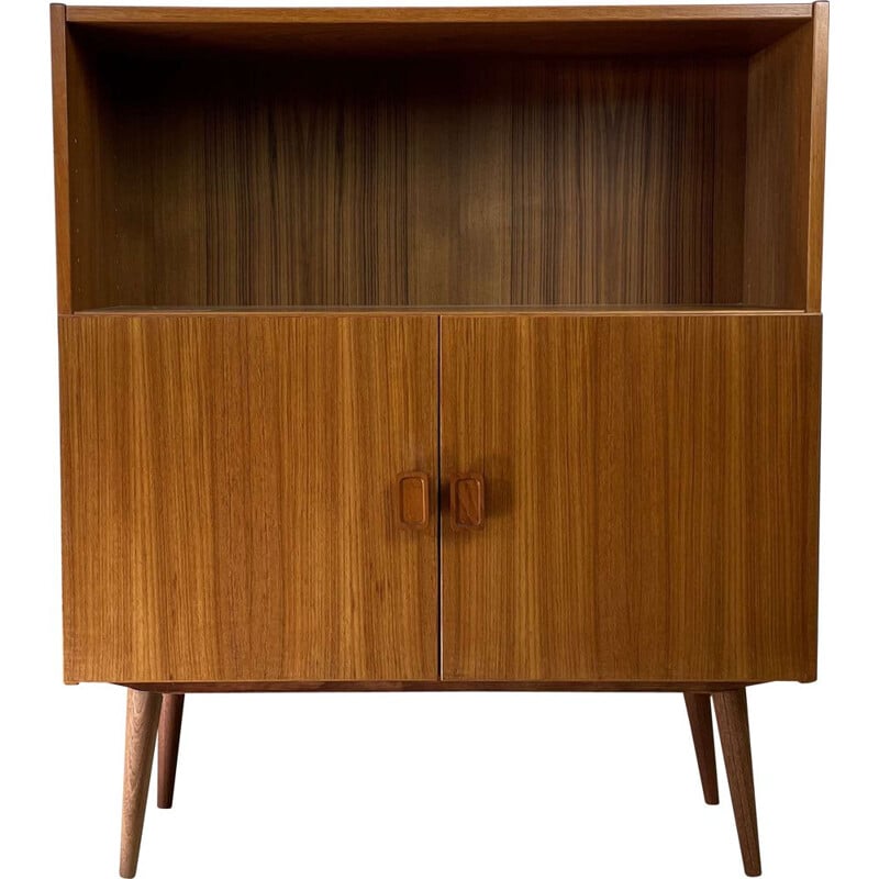 Scandinavian vintage teak bookcase with two hinged doors, 1960