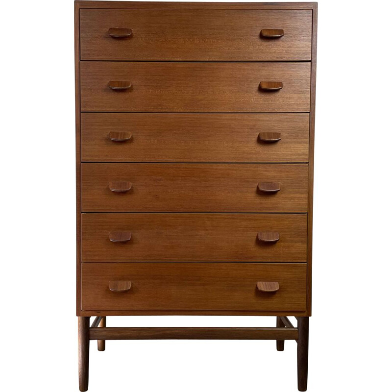 Vintage 6-drawer teak chest of drawers by Poul Volther for Fdb, 1960s