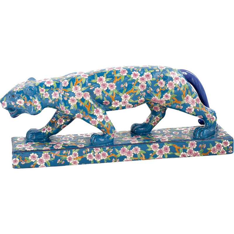 Vintage Louviere panther with floral decoration, 1920