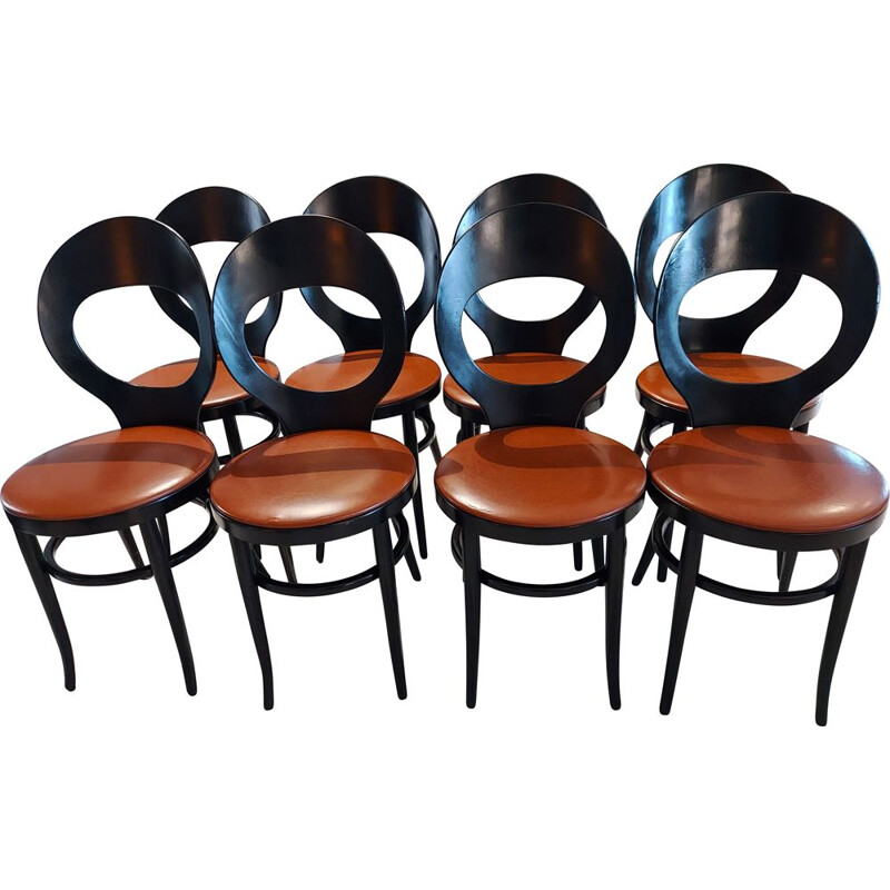 Set of 8 vintage Baumann Bistro chairs, 1970