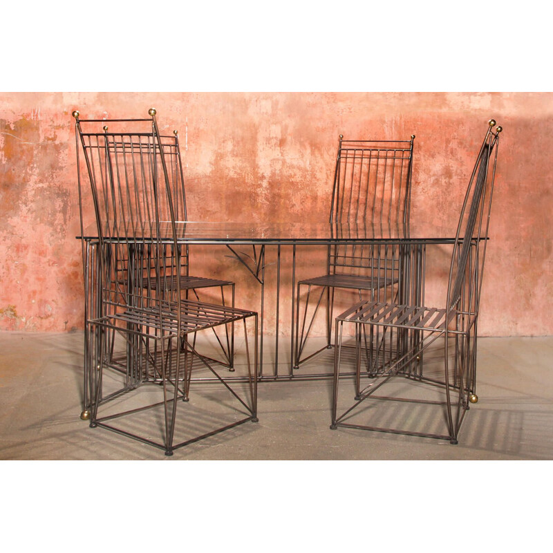 Vintage welded metal dining set, 1990