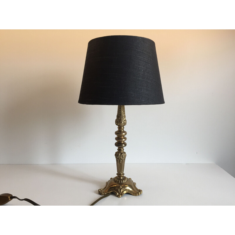 Vintage lamp in solid brass and fabric