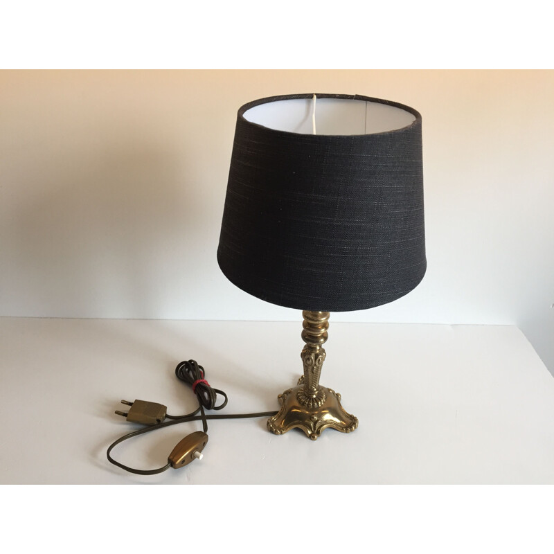 Vintage lamp in solid brass and fabric