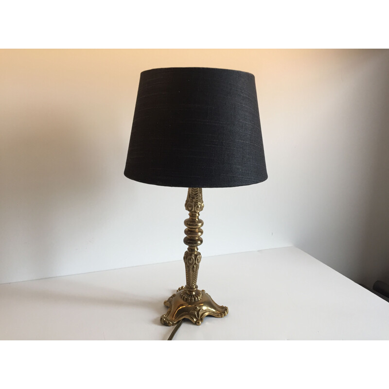 Vintage lamp in solid brass and fabric