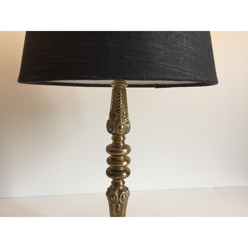 Vintage lamp in solid brass and fabric