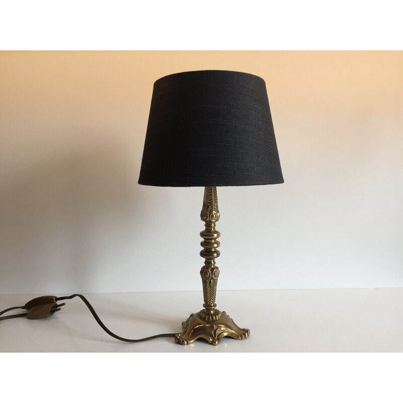 Vintage lamp in solid brass and fabric