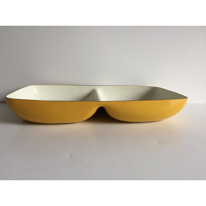 Yellow vintage double pocket tray, 1970